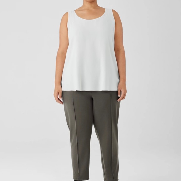 EILEEN FISHER Washable Flex Ponte Pintuck Pant - Grove Sz L - Picture 3 of 8